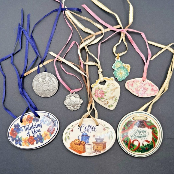 Longaberger Other - Longaberger Pottery Ceramic & Pewter Basket Tie-On Lot of 8 Hope Christmas More